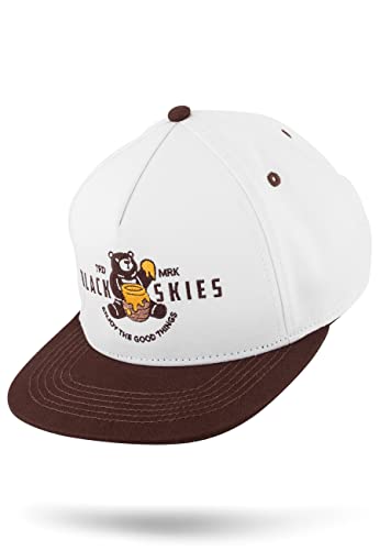 Blackskies® Good Things Inc. Vol. II Snapback Cap | Damen Herren Baseball Mütze Kappe Basecap Weiß Braun Wabe Gold Honig Bär Biene von Blackskies