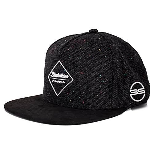 Blackskies® Hades Snapback Cap | Herren und Damen Schirm Kappe | Premium Baseball Mütze Basecap Gum Spot Brand Logo Wolle Schwarz Speckle von Blackskies