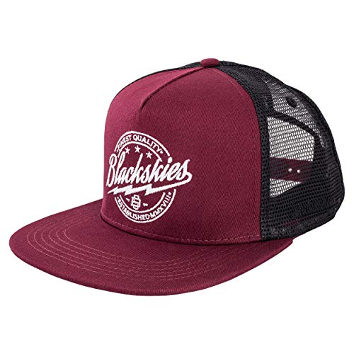 Blackskies Iconic Trucker Snapback Cap | Unisex Baseball Mütze Kappe Herren Damen Skater Mesh - Weinrot Schwarz von Blackskies