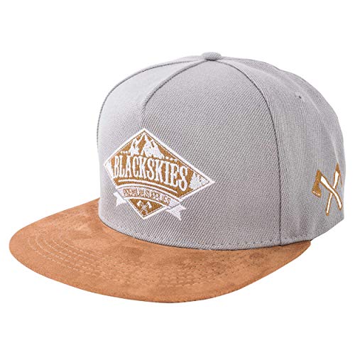 Blackskies Lumberjack Snapback Cap | Damen Herren Baseball Mütze Grau Kappe Skater Holzfäller Axt Kunst-Wildleder von Blackskies