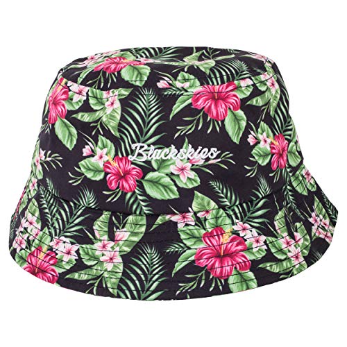 Blackskies® Oahu Bucket Hat | Unisex Sonnenhut Fischerhut Anglerhut Herren Damen Grün Blumenmuster von Blackskies