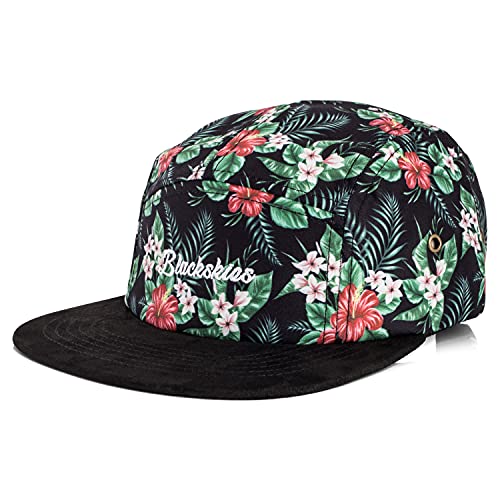 Blackskies Oahu Vol. II 5-Panel Cap | Camp Damen Herren Baseball Mütze Kappe Floral Dschungel Skater Snapback Strapback Schwarz Grün von Blackskies