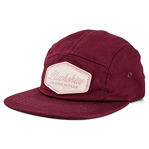 Blackskies® Oasis 5-Panel Cap | Herren Damen Unisex Baseball Mütze | Kappe Basecap Verstellbar Surf Skate Basecap Camper Weinrot-Beige von Blackskies