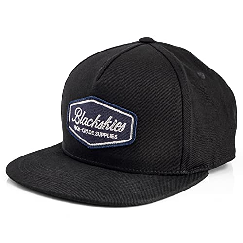 Blackskies® Oasis Snapback Cap | Damen Herren Baseball Mütze | Kappe für Surfer + Skater Basecap Pechschwarz-Navyblau von Blackskies