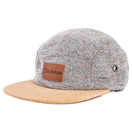 Blackskies Obsidian 5-Panel Cap | Herren Damen Skater Snapback Wildleder Unisex Baseball Mütze Wolle Schirm - Grau-Braun von Blackskies