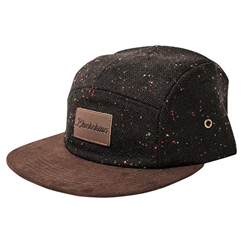 Blackskies® Obsidian 5-Panel Cap | Herren Damen Skater Basecap Wildleder Unisex Baseball Mütze Wolle Schirm - Schwarz Gesprenkelt-Braun von Blackskies
