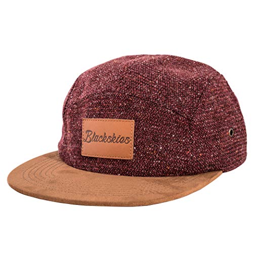 Blackskies® Obsidian 5-Panel Cap | Herren Damen Skater Basecap Wildleder Unisex Baseball Mütze Wolle Schirm - Rot-Braun von Blackskies
