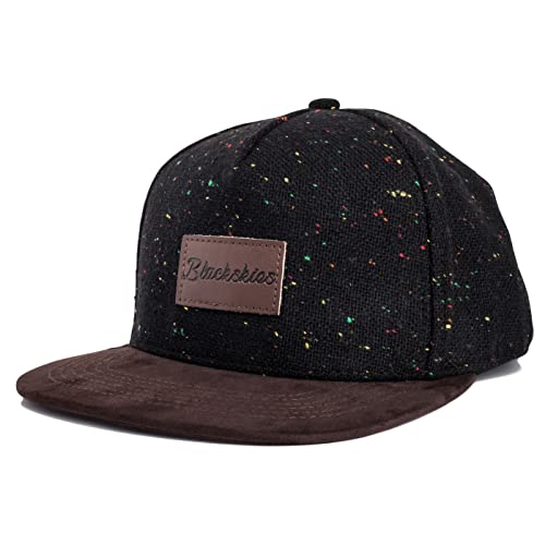 Blackskies Obsidian Snapback Cap | Schirm Wildleder Unisex Baseball Mütze Wolle - Schwarz Melliert von Blackskies