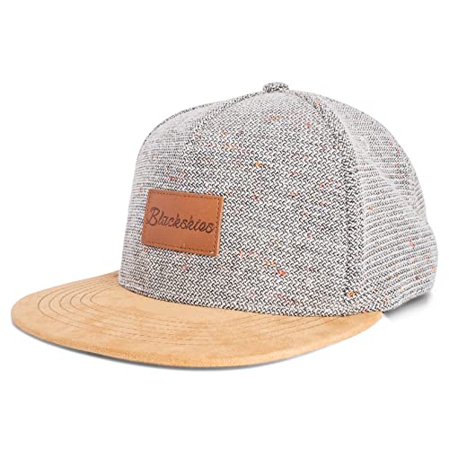 Blackskies Obsidian Snapback Cap Schwarz Weinrot Braun Grau Wildleder Unisex Baseball Mütze Wolle, Einheitsgröße, Obsidian - Weiß-Braun von Blackskies