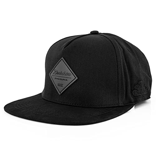 Blackskies® Port Arthur Snapback Cap | Damen Herren Baseball Mütze Kappe Kunst-Wildleder Schirm - Schwarz-Schwarz von Blackskies