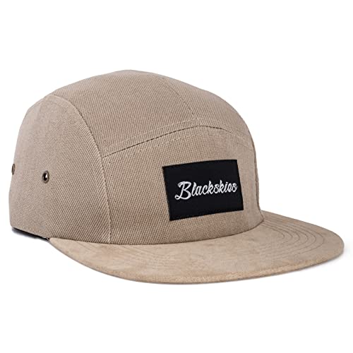 Blackskies® Port Blair 5-Panel Cap Unisex Baseball Mütze Beige Wildleder Suede Kappi Snapback von Blackskies