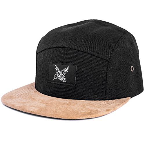 Blackskies Port Fairy 5-Panel Cap Wildlederschirm aus Kunstleder Unisex Baseball Mütze Schwarz von Blackskies