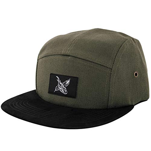 Blackskies® Port Louis 5-Panel Cap Wildlederschirm aus Kunstleder Unisex Baseball Mütze Olive Grün von Blackskies