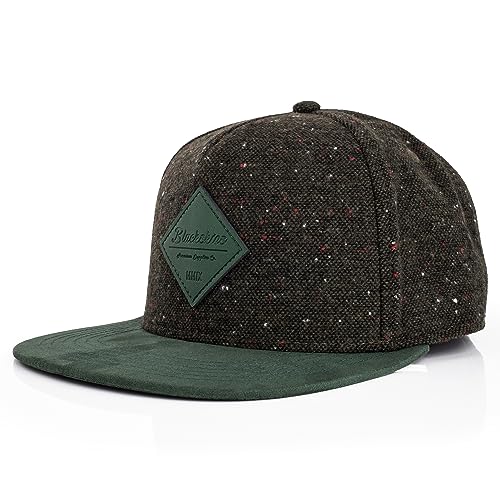Blackskies® Port Moody Snapback Cap | Unisex Premium Baseball Cappy Flach Kappe Basecap Synthetischer Wildlederschirm Schirm Mütze - Grün Melliert von Blackskies