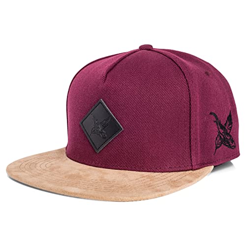 Blackskies Port Said Snapback Cap | Unisex Baseball Mütze Kappe Wildleder Imitat Suede - Burgundy Rot von Blackskies