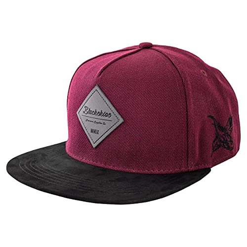 Blackskies Port Townsend Snapback Cap | Damen Herren Baseball Mütze Kappe Kunst-Wildleder Schirm - Weinrot Schwarz von Blackskies