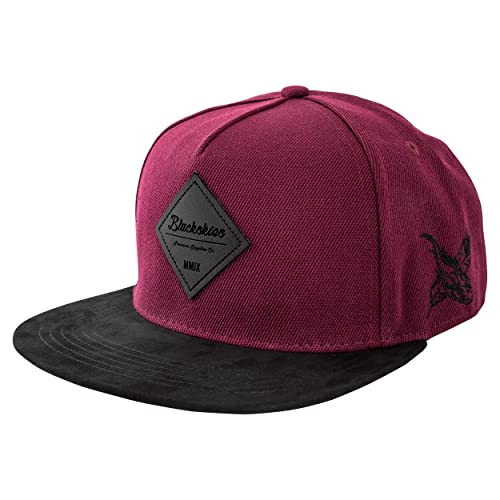 Blackskies® Port Townsend Snapback Cap | Damen Herren Baseball Mütze Kappe Kunst-Wildleder - Schirm Weinrot Schwarz Cap - Basecap Männer Frauen Unisex Streetwear Outdoor Sommer Freizeit von Blackskies