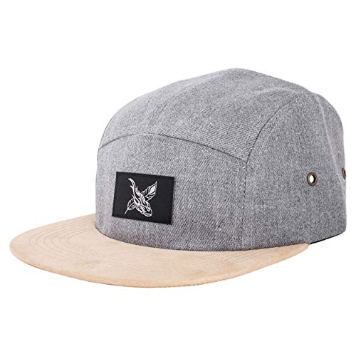 Blackskies® Port Venice 5-Panel Cap | Damen Herren Baseball Camp Mütze Kappe Surfer Skater Snapback Strapback Grau Kunst-Wildleder von Blackskies