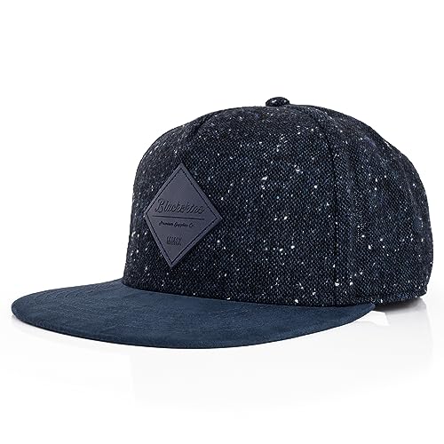 Blackskies® Porto Neches Snapback Cap | Unisex Premium Baseball Cappy Flach Kappe Basecap Synthetischer Wildlederschirm Schirm Mütze - Blau Melliert von Blackskies