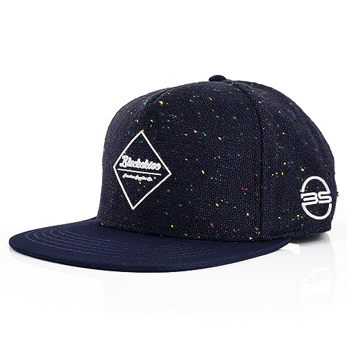 Blackskies® Re Snapback Cap | Herren und Damen Schirm Kappe | Premium Baseball Mütze Basecap Gum Spot Brand Logo Wolle Blau von Blackskies