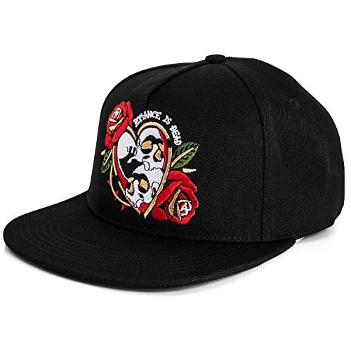 Blackskies® Romance is Dead Snapback Cap | Herren Damen Schirm Premium Baseball Mütze Kappe Basecap Kappe Tattoo Neo Traditional - Schwarz von Blackskies