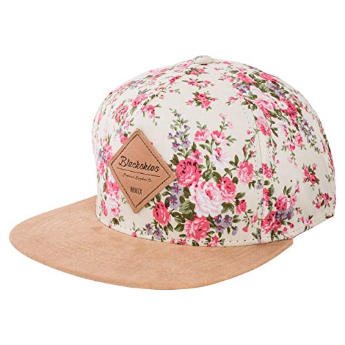 Blackskies® Sakura Snapback Cap Weiß Kirschblüten Frauen Damen Herren Unisex Baseball Mütze Blumen Floral von Blackskies