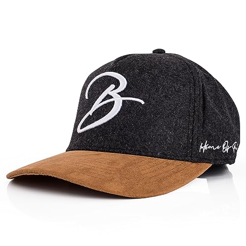 Blackskies® Script Baseball Cap | Unisex Luxury Premium Snapback Hat Mütze Kappe Flanell Synthetischer Wildleder Schirm Suede Charcoal von Blackskies