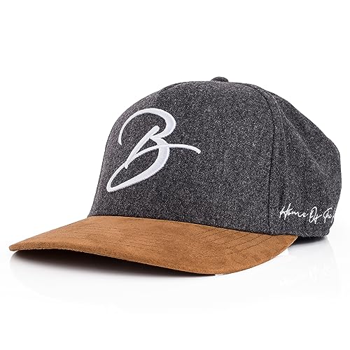 Blackskies Script Baseball Cap | Unisex Luxury Premium Snapback Hat Mütze Kappe Flanell Synthetischer Wildleder Schirm Suede Grau von Blackskies