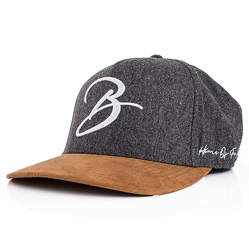 Blackskies® Script Baseball Cap | Unisex Luxury Premium Snapback Hat Mütze Kappe Flanell Synthetischer Wildleder Schirm Suede Grau von Blackskies