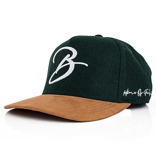 Blackskies Script Baseball Cap | Unisex Luxury Premium Snapback Hat Mütze Kappe Flanell Synthetischer Wildleder Schirm Suede Grün von Blackskies
