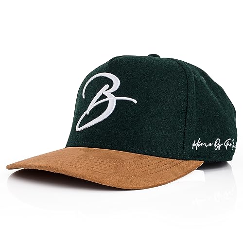 Blackskies® Script Baseball Cap | Unisex Luxury Premium Snapback Hat Mütze Kappe Flanell Synthetischer Wildleder Schirm Suede Grün von Blackskies