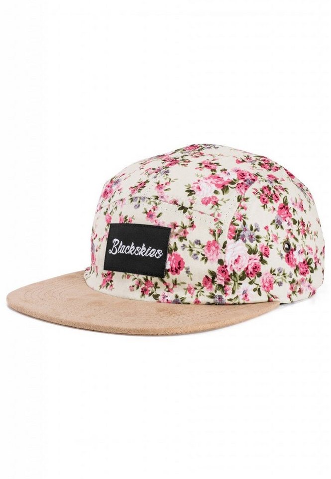 Blackskies Snapback Cap Florale 5-Panel Cap Sakura - Weiß-Floral-Suede von Blackskies