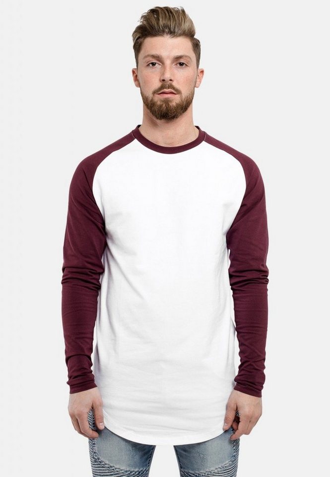 Blackskies T-Shirt Baseball Longshirt T-Shirt Weiß Burgundy X-Large von Blackskies