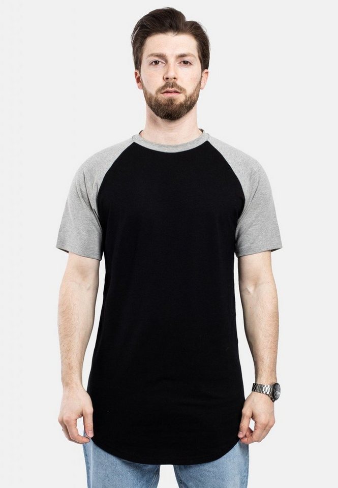 Blackskies T-Shirt Round Baseball Kurzarm Longshirt T-Shirt Schwarz-Grau Small von Blackskies