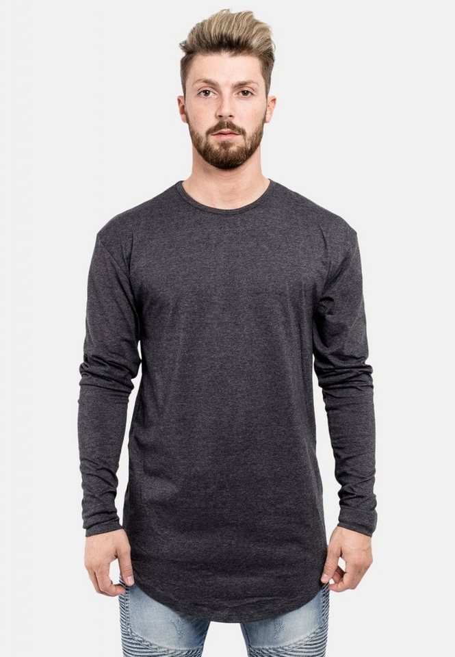 Blackskies T-Shirt Side Zip Langarm Longshirt T-Shirt Charcoal Large von Blackskies