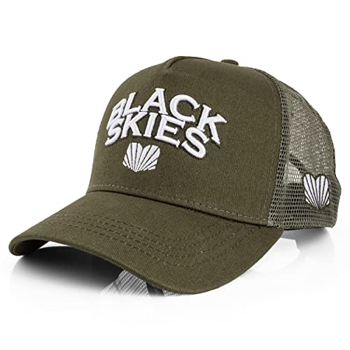 Blackskies Team Baseball Cap | Herren Damen Schirm Premium Snapback Trucker Mütze Kappe Basecap Kappe Olive von Blackskies