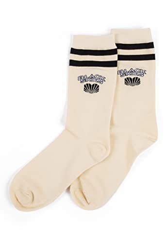 Blackskies Team Retro Socken Tennissocken Beige-Weiß-Schwarz - EU 35-38 von Blackskies