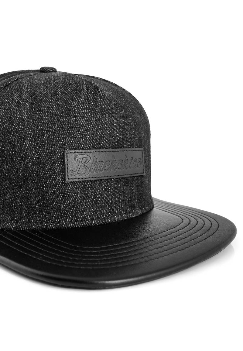 Denim Beast Snapback Cap - Black | Artificial Leather Visor Debossed Patch Adjustable Fit Stylish Baseball von BlackskiesBoutique