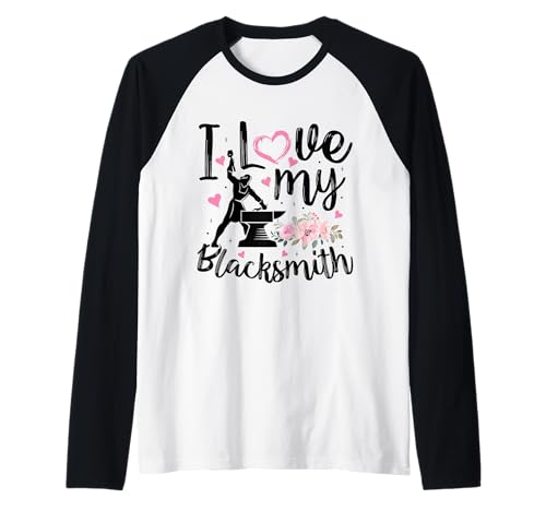 I Love My Blacksmith Lustiger Schmied Frau Freundin Frauen Raglan I Love My Blacksmith Lustiger Schmied Frau Freundin Frauen Raglan von Blacksmith Wife Girlfriend Apparel Co.