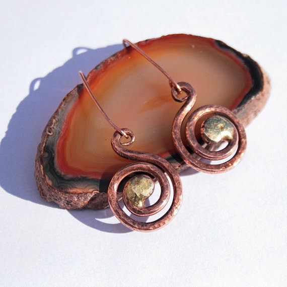 Kupfer, Messing Ohrringe, Wirbel Frühlingsgeschenk, Boho Für Sie, Frühling Ideen, Baumeln, Einzigartiges Geschenk Kupfer, Messing Ohrringe, Wirbel Frühlingsgeschenk, Boho Für Sie, Frühling Ideen, Baumeln, Einzigartiges Geschenk von Blacksmithworkshop