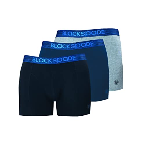 blackspade I 3er-Pack I Baumwolle I Herren Boxershorts I Marineblauer Bund I 3 Farbvariationen I saubere Nähte und zarte Baumwolle Boxershorts von blackspade