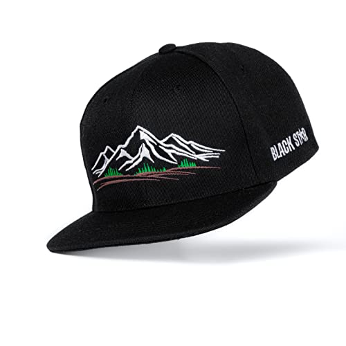 BLACK STAR Snapback Cap schwarz, Kappe Herren und Damen, Base Cap, Kappe in Schwarz, Snapback Cap Männer oder Frauen, Unisex Baseball Cap mit gestickten Logo, Herren Cap größenverstellbar (Schwarz) von BLACK STAR