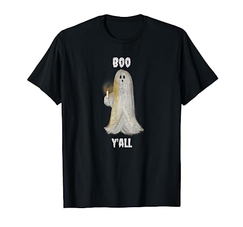 Boo Y'all Halloween Geist mit Kerze T-Shirt von Blackwater Trading