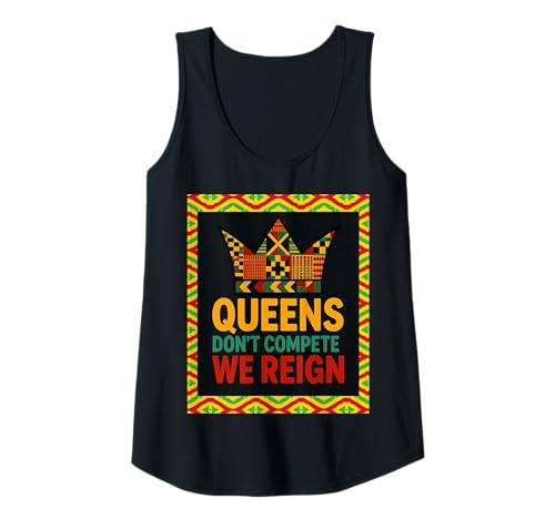 Damen Queens Don't Compete We Reign Kente Crown African Pride Tank Top Damen Queens Don't Compete We Reign Kente Crown African Pride Tank Top von Blacque Expressions