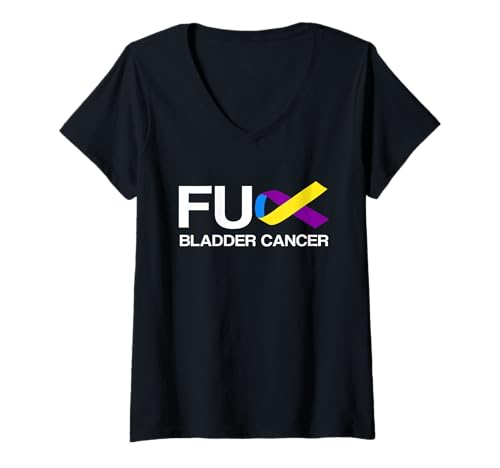 Damen Fuck Blasenkrebs Bewusstsein Monat Band Support Squad T-Shirt mit V-Ausschnitt von Bladder Cancer Awareness Apparel
