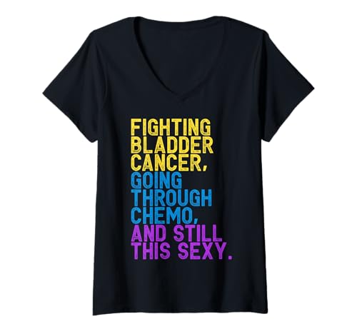 Damen Lustiger Blasenkrebsbekämpfer Chemo-Patient inspirierend T-Shirt mit V-Ausschnitt Damen Lustiger Blasenkrebsbekämpfer Chemo-Patient inspirierend T-Shirt mit V-Ausschnitt von Bladder Cancer Awareness Designs