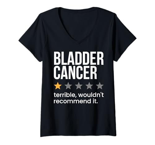 Damen Blasenkrebs One Star Bewertung Blasenkrebs Bewusstsein T-Shirt mit V-Ausschnitt Damen Blasenkrebs One Star Bewertung Blasenkrebs Bewusstsein T-Shirt mit V-Ausschnitt von Bladder Cancer Survivor Designs for Awareness