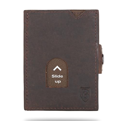 Blade® Kartenetui Herren I 6-8 Kartenhalter I Leder Kreditkartenetui mit RFID Schutz I Mini Wallet I Karten Portemonnaie I Credit Card Holder Wallet I Herren Geldbörse I Dunkel Tobacco von Blade