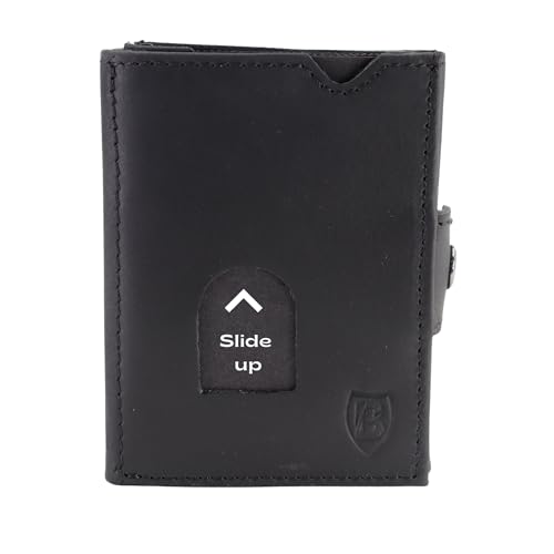 Blade® Kartenetui Herren I 6-8 Kartenhalter I Leder Kreditkartenetui mit RFID Schutz I Mini Wallet I Karten Portemonnaie I Credit Card Holder Wallet I Herren Geldbörse I Schwarz von Blade