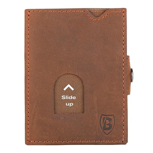 Blade® Kartenetui Herren mit Münzfach I 6-8 Kartenhalter I Leder Kreditkartenetui mit RFID Schutz I Mini Wallet I Karten Portemonnaie I Credit Card Holder Wallet I Geldbörse I Hazelnut von Blade